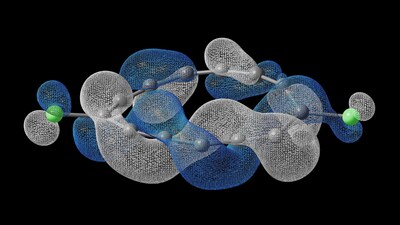 Dyson orbital for electron attachment, calculated using quantum hardware. Credit: IBM and the University of Manchester 