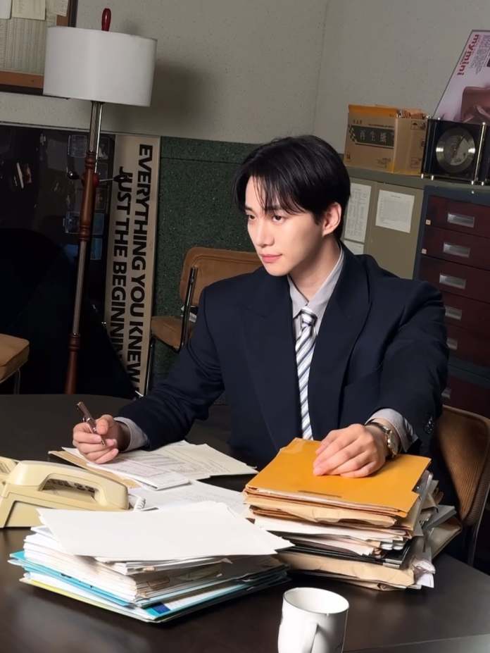 Lee junho posing for his drama typhoon family as a CEO