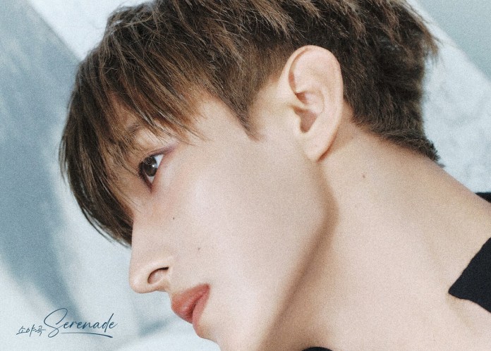 Profile close-up of a SEVENTEEN’s DK with light brown hair, showcasing high cheekbones and a defined jawline, against a softly blurred background.