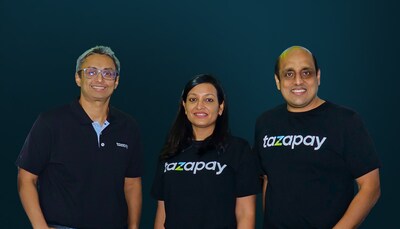 Tazapay's founding team marks the close of its Series B extension. Left to right: Aayush Singhania (CPO), Kanupriya Sharda (CBO), and Rahul Shinghal (CEO).