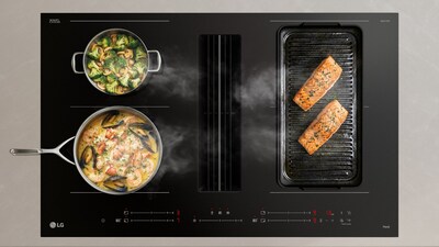 LG Built-in Hood Integrated Induction Cooktop combines powerful ventilation, space-saving design and precise heat control for modern open kitchens.