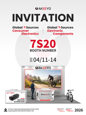 AKEEYO at Global Sources Hong Kong 2026 — Booth 7S20, April 11–14 (PRNewsfoto/AKEEYO)