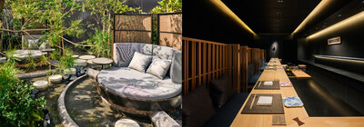 Left: Rooftop Lounge Yusora / Right: SUSHI GINGA