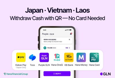 (Photo) GLN-connected partner apps supporting QR-based ATM withdrawals in Japan, Vietnam, and Laos (PRNewsfoto/GLN International)