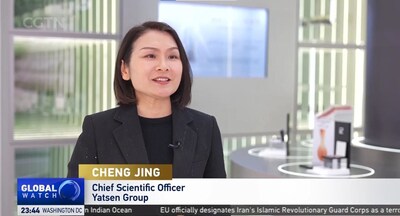 Cheng Jing, Chief Scientific Officer of Yatsen Group, during an interview with CGTN (China Global Television Network) (PRNewsfoto/Yatsen Holding Limited)