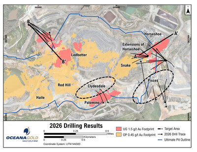 Figure 1: Plan view map showing new drillhole locations.