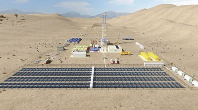 GCL SI’s EcoPower Mate mobile PV storage solution deployed at a remote oil and gas extraction site in a desert environment, providing reliable off-grid clean energy support for field operations. (PRNewsfoto/GCL SI)