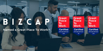 Bizcap achieves Great Place To Work® certification in Australia, Luxembourg, UK