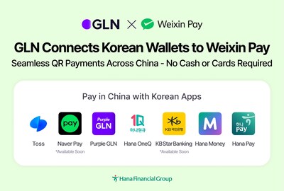 (Photo) GLN expands QR payment coverage across China by connecting Korean financial and payment apps to the Weixin Pay network. (PRNewsfoto/GLN International)