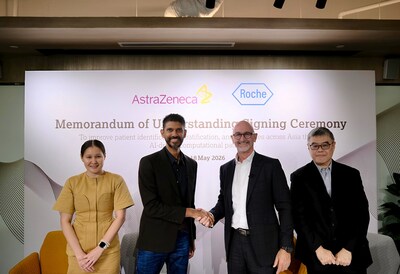 Left to right: Eldana Sauran, Arun Krishna, Lance Little and Christopher Chiam (Source: AstraZeneca) (PRNewsfoto/AstraZeneca)