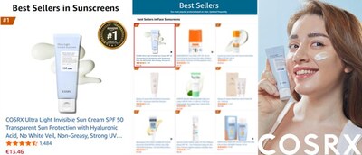 Amazon DE’s No.1 Sunscreen: COSRX Ultra-Light Invisible Sunscreen SPF50 PA++++