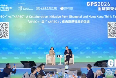 Mrs Regina Ip and Professor Kaisheng Li, Vice-President of the Shanghai Institutes for International Studies, delivered a joint briefing titled “‘APEC+’ vs ‘+APEC’: A Collaborative Initiative from Shanghai and Hong Kong Think Tanks”. (PRNewsfoto/Global Prosperity Summit)