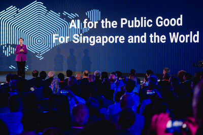 Singapore Minister for Digital Development and Information Mrs Josephine Teo delivering the opening keynote at ATxSummit 2026 (PRNewsfoto/Infocomm Media Development Authority of Singapore)