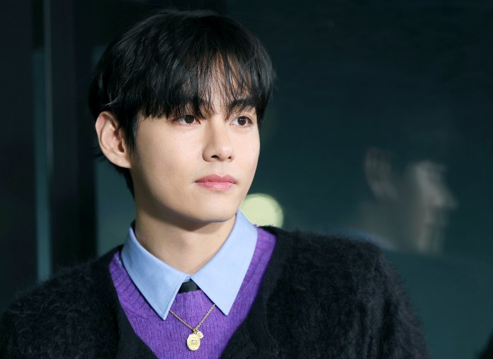 A close-up portrait of a young man with dark, wavy hair and a thoughtful expression, wearing a layered outfit with a black sweater over a purple top and a blue collared shirt. He also has a necklace with a pendant.