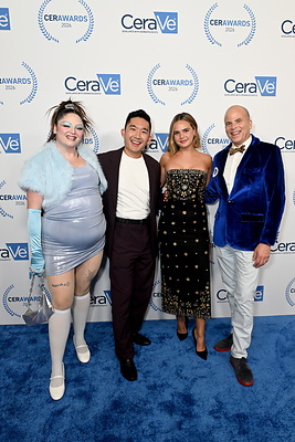 LOS ANGELES, CALIFORNIA - JUNE 04: (L-R) Meg Stalter, Dr. Andrew Park, Bailee Madison, and Gene Colón attend the CeraVe Global CerAwards at The Wiltern on June 04, 2026 in Los Angeles, California. (Photo by Vivien Killilea/Getty Images for CeraVe)