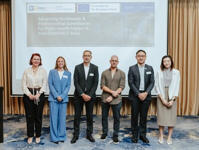At ADWANCE-Asia kick-off meeting on June 8 in Kuala Lumpur, from left: Ms. Ludmila Nistor-Mihajlova, Policy Officer, Health and Digital Executive Agency (HaDEA), European Commission (EC); Ms. Angela Tessarolo, Policy Officer, Health Emergency Preparedness and Response Authority (HERA), EC; Mr. Laurent Muschel, Director, HERA, EC; Prof. Paul Pronyk, Director, Duke-NUS Centre for Outbreak Preparedness (COP), Dr. Vincent Pang, Assistant Professor, Duke-NUS COP; Dr. Judith Wong, Deputy Lead (Environmental Transmission), PREPARE, Singapore