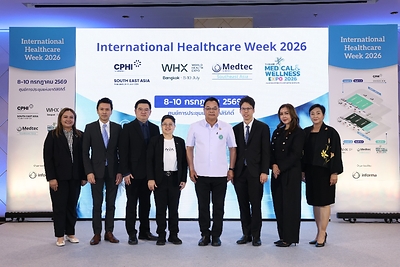 Key industry leaders joined the International Healthcare Week 2026 Press Conference (from left to right): Ms. Rungphech Chitanuwat — Regional Portfolio Director – ASEAN, Informa Markets; Asst. Prof. Dr. Korpong Rookkapan, M.D. - Assistant Chief Executive Officer, Praram 9 Hospital; Mr. Chatuphon Charoenkitpaiboon PhD. — Deputy Managing Director, Government Pharmaceutical Organization (GPO); Dr. Krithpaka Boonfueng — Executive Director, National Innovation Agency (NIA); Dr. Phuwadech Surakhot — Director-General, Department of Health Service Support (DHSS); Dr. Pasu Sirisalee — Research Group Director, Biofunctional Materials and Devices Research Group, National Metal and Materials Technology Center (MTEC), National Science and Technology Development Agency (NSTDA) Ms. Wongkot Yuprathanporn — Deputy Director, Sukavet Hospital & Director, Bangkok Inter-Care College; Dr. Kanyarat Kuisuwan — Director, Bureau of Integrated Medical Industry Promotion, DHSS shared their insights in a panel discussion on "Thailand's Readiness to Drive the Country Toward a Global Health Hub in Terms of Public Health Services and Industry." Key industry leaders joined the International Healthcare Week 2026 Press Conference (from left to right): Ms. Rungphech Chitanuwat — Regional Portfolio Director – ASEAN, Informa Markets; Asst. Prof. Dr. Korpong Rookkapan, M.D. - Assistant Chief Executive Officer, Praram 9 Hospital; Mr. Chatuphon Charoenkitpaiboon PhD. — Deputy Managing Director, Government Pharmaceutical Organization (GPO); Dr. Krithpaka Boonfueng — Executive Director, National Innovation Agency (NIA); Dr. Phuwadech Surakhot — Director-General, Department of Health Service Support (DHSS); Dr. Pasu Sirisalee — Research Group Director, Biofunctional Materials and Devices Research Group, National Metal and Materials Technology Center (MTEC), National Science and Technology Development Agency (NSTDA) Ms. Wongkot Yuprathanporn — Deputy Director, Sukavet Hospital & Director, Bangkok Inter-Care College; Dr. Kanyarat Kuisuwan — Director, Bureau of Integrated Medical Industry Promotion, DHSS shared their insights in a panel discussion on "Thailand's Readiness to Drive the Country Toward a Global Health Hub in Terms of Public Health Services and Industry."