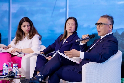 Wu Kai, Vice President of Goldwind, speaks during a panel discussion at the GWEC APAC Wind Energy Summit Wu Kai, Vice President of Goldwind, speaks during a panel discussion at the GWEC APAC Wind Energy Summit