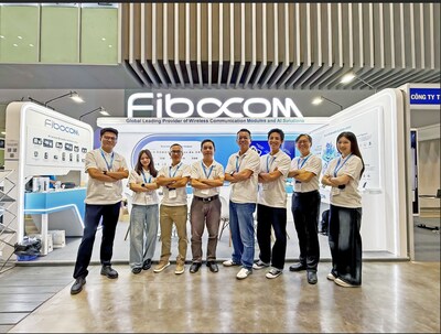 Fibocom team at ICTCOMM 2026, showcasing wireless modules and AI solutions.