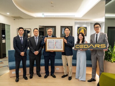 Cedars Digital, Deloitte, and SGS commemorate the ISO/IEC 42001 certification.