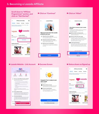 3. Connect their Lazada affiliate account and complete the sign-up process