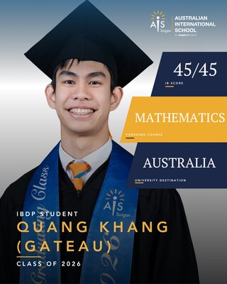 Quang Khang (Gateau) Dang achieved a perfect 45-point IB Diploma score, becoming the first Vietnamese student in AIS Saigon's history to reach this milestone. Passionate about analytical thinking and innovation, he is exploring opportunities in Australia.