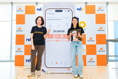 Indy Lau, Chief Operating Officer of Moomoo Malaysia (left) and Datuk Nicol David, Founder of the Nicol David Organisation (right) at the MOU signing ceremony, where Moomoo Malaysia pledged to contribute RM100,000 to the Nicol David Organisation.