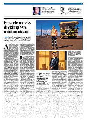 XCMG's Electric Mining Push Featured in The Australian Financial Review
