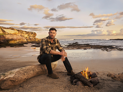 Archie Rose Co-Owner Chris Hemsworth on Australian beach Archie Rose Co-Owner Chris Hemsworth on Australian beach