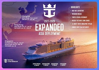 Royal Caribbean will deploy four ships across the Asian market in the 2027-28 season