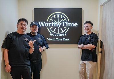 From left: Mr Desmond, Co-Founder; Mr Eldon, Co-Founder; and Mr Feng Wei, Co-Founder of WorthyTime Holdings Pte Ltd.
