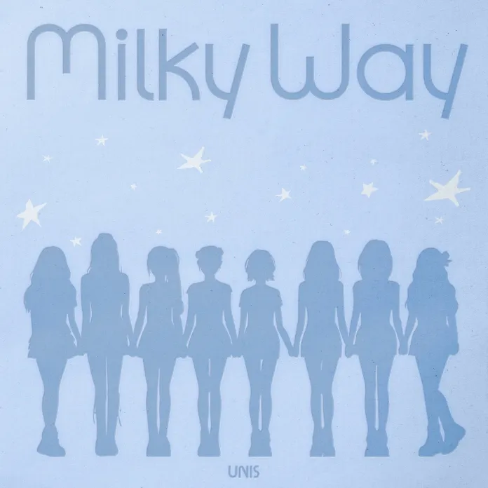 UNIS holding hands against a light blue background with stars, titled 'Milky Way'.