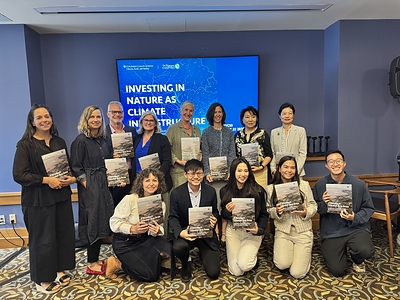 Representatives from project partners mark the launch of the Greater Bay Area resilience report during Climate Week NYC.