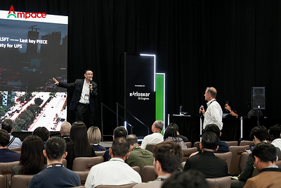 Dr. Drew Feng presents Ampace’s PU100 large-scale fire test results at Data Centre World Asia 2026. Dr. Drew Feng presents Ampace’s PU100 large-scale fire test results at Data Centre World Asia 2026.