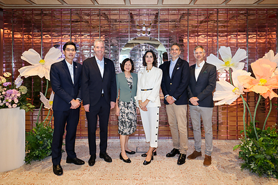 Left to right: Jermaine Loy, Managing Director, EDB; His Excellency Jakob Brix Tange, Ambassador of Denmark to Singapore; Her Excellency Tan Poh Hong, Singapore Non-Resident Ambassador to Denmark; Berta de Pablos-Barbier, President & CEO, Pandora; Byron Clayton, Chief People & Planet Officer, Pandora; and Thomas Knudsen, General Manager, Pandora Asia.