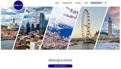 oneworld Meetings & Events landing page 
