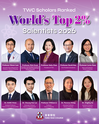 Ten scholars from Tung Wah College have been listed among the World’s Top 2% Scientists in the 2026 list published by Stanford University.