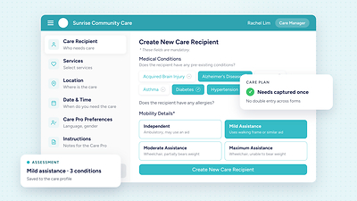 Screenshot of Esteem AI’s client intake interface. PHOTO: HOMAGE