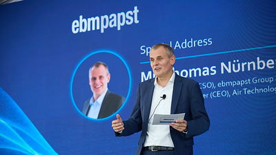 Thomas Nuernberger shares ebm-papst's vision at the Malaysia Air Technology Hub Opening Ceremony. Thomas Nuernberger shares ebm-papst's vision at the Malaysia Air Technology Hub Opening Ceremony.