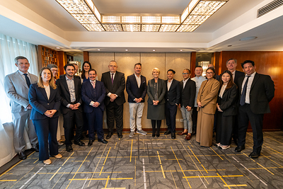 Photo Caption (Left to Right): Mr. Lutz Kunack, Honorary Consul to the Philippines; Ms. Anne Siebenaler, Third Secretary (AS); Ms. Véronique Dockendorf, Director for Political Affairs; Mr. Luc Poveromo, Second Secretary, Press Officer; Mr. Sam Schreiner, Ambassador, Director for ASEAN; Ms. Anne Moes, Minister-Counsellor, Deputy Head of Mission, Embassy in the Philippines; Mr. Michel Leesch, Ambassador of Luxembourg to the Philippines; Mr. Pierre Ferring, Ambassador, Director for the Promotion of Foreign Trade and Investments; H.E. Xavier Bettel, Minister for Foreign Affairs of Luxembourg; Ms. Isabel Chatterton, Director General, Private Sector Operations Department (PSOD); Mr. Felix Ayque, CEO/CTO of Komunidad; Mr. Kenji Yuhaku, Senior Advisor, PSOD; Mr. Claus Astrup, Director, Strategic Partnerships Division; Mr. Allister Ayque, Co-Founder & COO, Komunidad; Mr. Paul Flegler, Director, Finance Sector Group; Ms. Lisette Cipriano, ADB Principal Digital Finance Specialist; Ms. Pang Sittakaradej, Head of Seed, ADB Ventures; Mr. Daniel Hersson, Head of ADB Ventures.