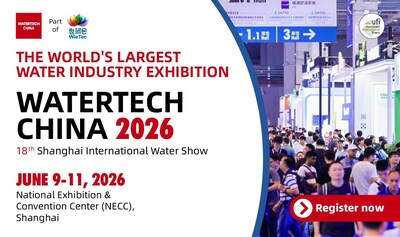 WATERTECH CHINA 2026: 18th Shanghai International Water Show, June 9-11, at NECC Shanghai (PRNewsfoto/Herui Group)