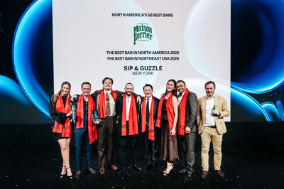 Sip & Guzzle in New York City named The Best Bar in North America at North America’s 50 Best Bars 2026, sponsored by Perrier, at a live awards ceremony in Vancouver, Canada, on April 22. 