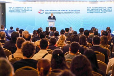 Former Greek President Prokopis Pavlopoulos speaks during a forum to mark the 20th anniversary of the China-Greece comprehensive strategic partnership in Athens, Greece, May 7, 2026. (Xinhua/Peng Ziyang) (PRNewsfoto/Xinhua)