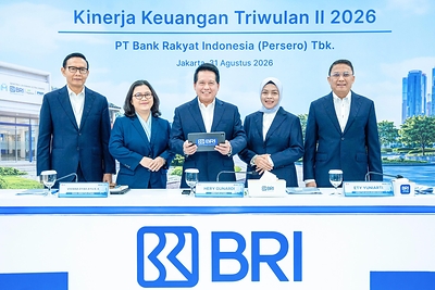 BRI President Director Hery Gunardi (center) and members of BRI’s Board of Directors present BRI’s second-quarter 2026 results in Jakarta, as the bank’s ongoing transformation begins to translate into stronger financial performance and fundamentals.