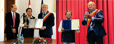 Dr. Achyuta Samanta receiving the Honorary Citizenship of Milișăuți during his visit to Romania