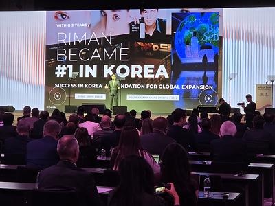 RIMAN Founder and Chairman Joong Hyun Ahn delivers a presentation during the 2026 WFDSA World Congress in Incheon, South Korea. RIMAN Founder and Chairman Joong Hyun Ahn delivers a presentation during the 2026 WFDSA World Congress in Incheon, South Korea.