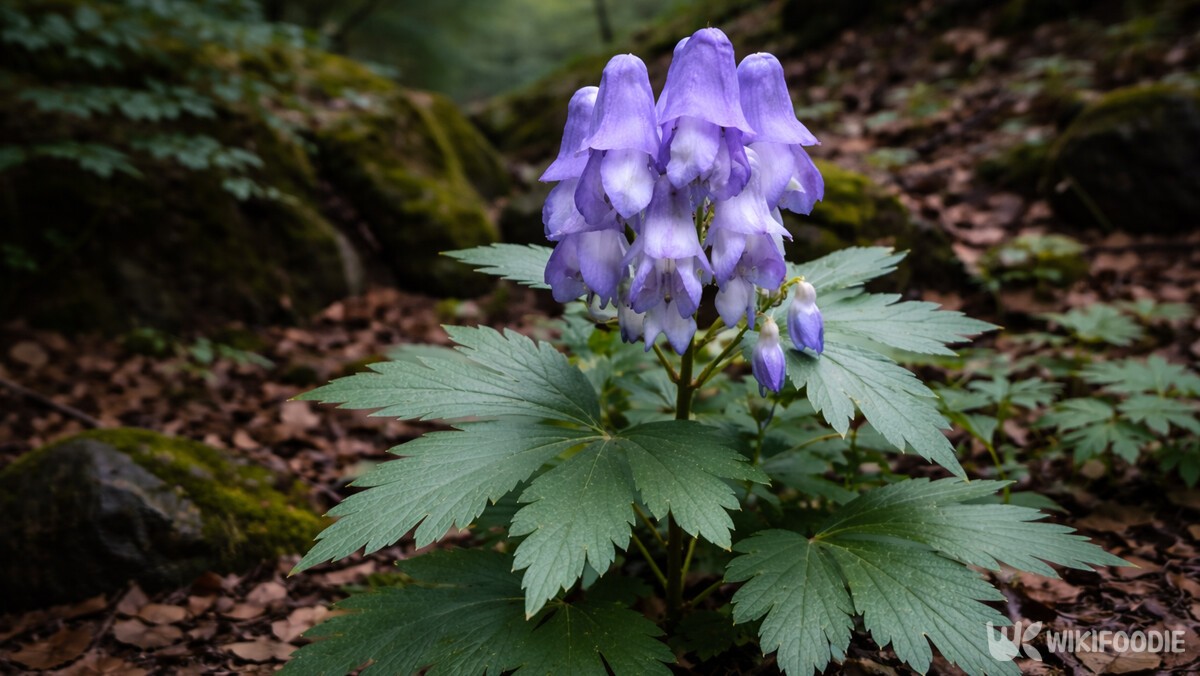 그늘진 산골짜기에서 자라는 투구꽃이다. / 위키푸디