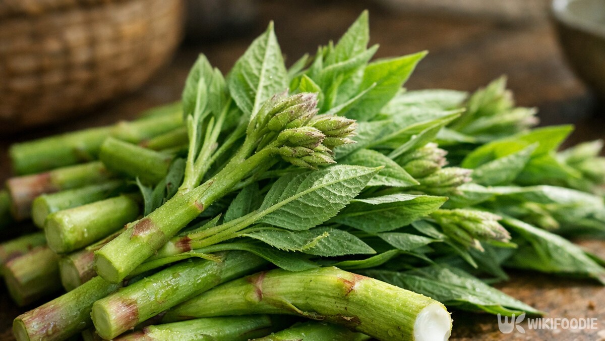 줄기를 자르면 흰 유액이 흘러나온다. / 위키푸디