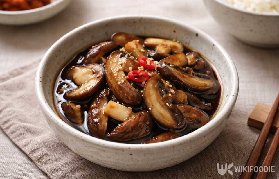 된장이나 간장에 숙성한 개능이 장아찌는 쌉쌀한 맛이 특징이다. / 위키푸디