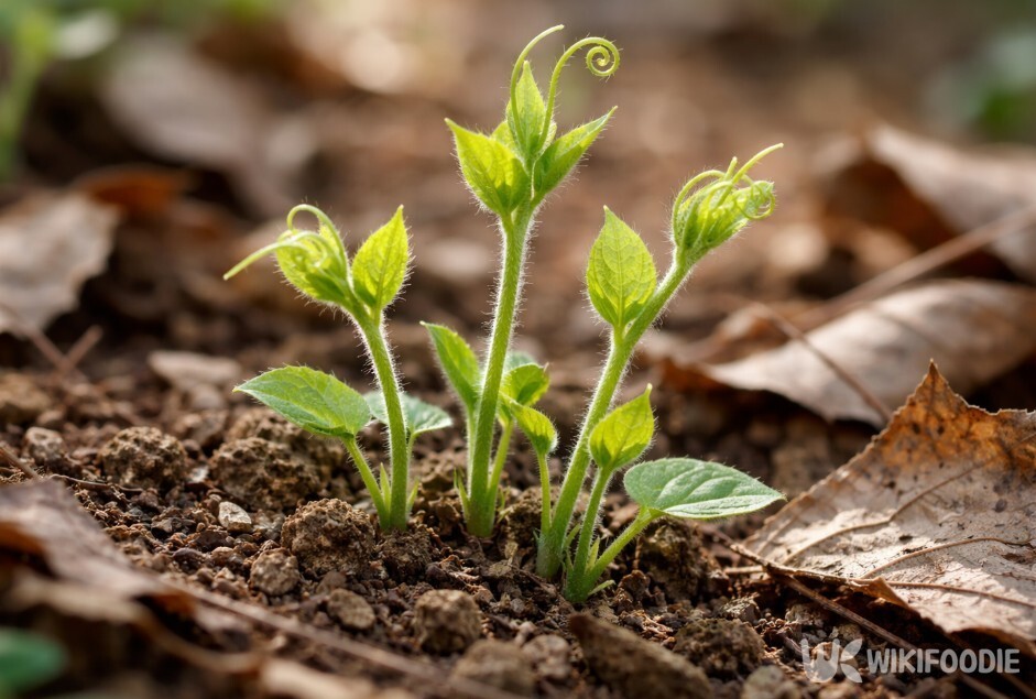 봄에 잠시 채취할 수 있는 하늘타리 어린순이다. / 위키푸디
